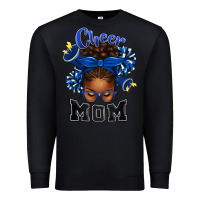 Black Cheer Mom Afro Messy Bun Premium Sweatshirt - texasbilliewilder