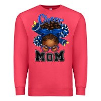Cardinal Cheer Mom Afro Messy Bun Premium Sweatshirt - texasbilliewilder