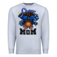 Heather Grey Cheer Mom Afro Messy Bun Premium Sweatshirt - texasbilliewilder