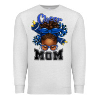 Oatmeal Heather Cheer Mom Afro Messy Bun Premium Sweatshirt - texasbilliewilder