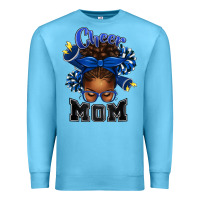 Ocean Blue Cheer Mom Afro Messy Bun Premium Sweatshirt - texasbilliewilder