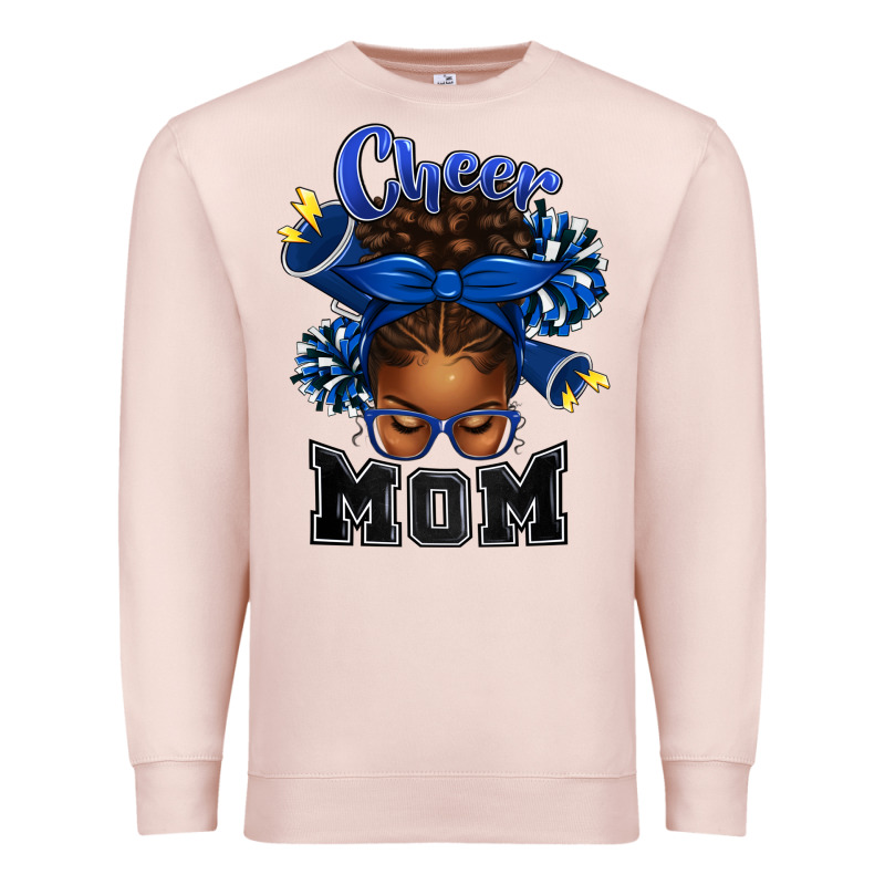 Cheer Mom Afro Messy Bun Premium Sweatshirt by texasbilliewilder | Teevron