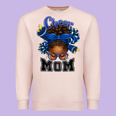 Cheer Mom Afro Messy Bun Premium Sweatshirt Designed By Texasbilliewilder
