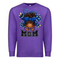 Purple Cheer Mom Afro Messy Bun Premium Sweatshirt - texasbilliewilder
