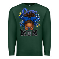 Sports Green Cheer Mom Afro Messy Bun Premium Sweatshirt - texasbilliewilder