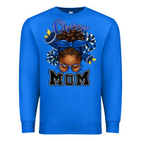 True Royal Cheer Mom Afro Messy Bun Premium Sweatshirt - texasbilliewilder