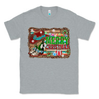 Heather Grey merry christmas western boots Classic Tee - AdoDesignShop