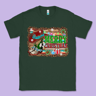 Merry Christmas Western Boots Classic Tee Designed By Adodesignshop