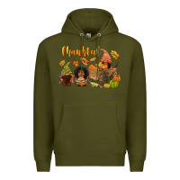 Army Green Thankful afro gnome Premium Hoodie - NancyCooperArtShop