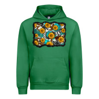 Emerald cowhide  turquoise sunflowers pattern olivia Urban Hoodie - OliviaCreatesArt