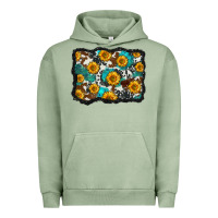 Pigment Oil Green cowhide  turquoise sunflowers pattern olivia Urban Hoodie - OliviaCreatesArt