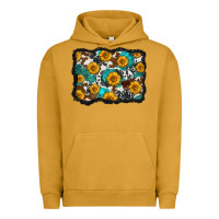 Pigment Peanut Butter cowhide  turquoise sunflowers pattern olivia Urban Hoodie - OliviaCreatesArt