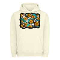Pigment Pistachio cowhide  turquoise sunflowers pattern olivia Urban Hoodie - OliviaCreatesArt