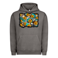 Pigment Tornado cowhide  turquoise sunflowers pattern olivia Urban Hoodie - OliviaCreatesArt