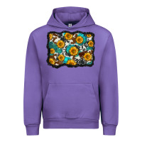 Tulip cowhide  turquoise sunflowers pattern olivia Urban Hoodie - OliviaCreatesArt