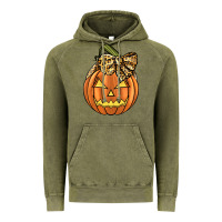 Vintage Olive Leopard Ribbon Halloween Pumkin Vintage Hoodie - JahusDesignShop