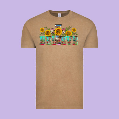 Western Believe Sunflowers Flowers Vintage Tee Designed By Barkaloodesign