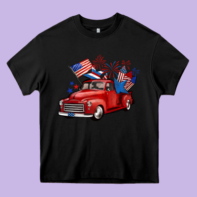American Truck 4th Of July Heavy Core Tee Designed By Barkaloodesign