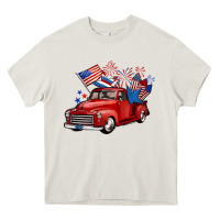 Cream american truck 4th of july Heavy Core Tee - BarkalooDesign