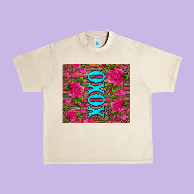 Xoxo Valentine's Day Pink Roses And Hearts Urban Heavy Tee Designed By Jasminsmagicworld