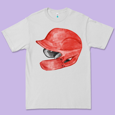 Red Baseball Batting Helmet Fa Element Premium Tee Designed By Fadigitalartstudio