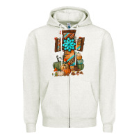 Oatmeal Heather fall cross Zipper Hoodie - BundleAndBundleShop