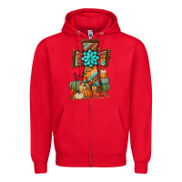 Red fall cross Zipper Hoodie - BundleAndBundleShop
