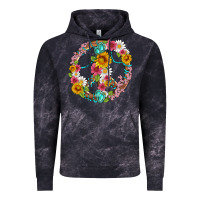 Cloud Black floral peace sign with gemstone Vintage Hoodie - Artiststas