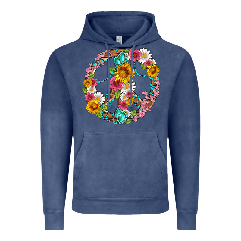 Floral Peace Sign With Gemstone Vintage Hoodie by Artiststas | Teevron