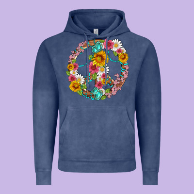 Floral Peace Sign With Gemstone Vintage Hoodie Designed By Artiststas