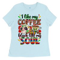 Baby Blue i like my coffee black like my soul Ladies Tee - Zillion Design Studio