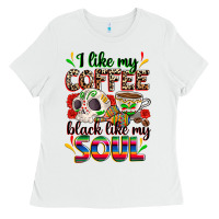 White i like my coffee black like my soul Ladies Tee - Zillion Design Studio