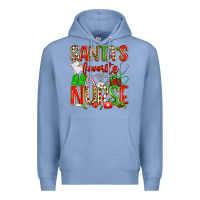 Colony Blue santa's favorite nurse Premium Hoodie - texasbilliewilder