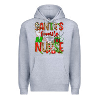 Heather Grey santa's favorite nurse Premium Hoodie - texasbilliewilder