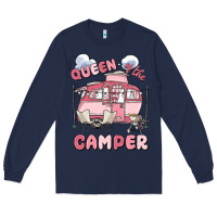 Navy queen of the camper Long Sleeve Tee - MaliasSmallBusiness