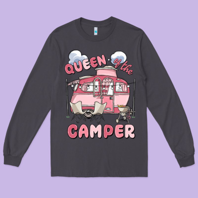 Queen Of The Camper Long Sleeve Tee Designed By Maliassmallbusiness
