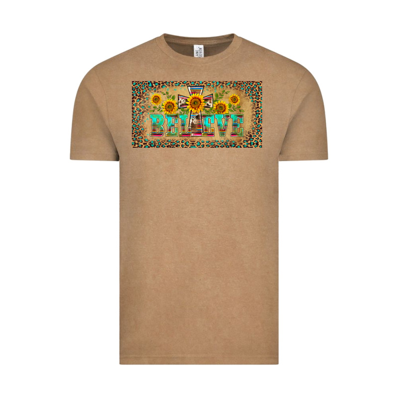 Western Believe Leopard Aztek License Plate Template Vintage Tee by BarkalooDesign | Teevron