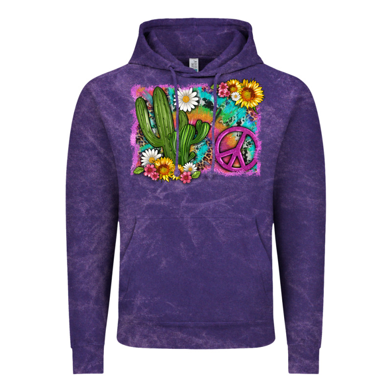 Cactus Peace Sign Flowers And Tie Dye Vintage Hoodie by Artiststas | Teevron