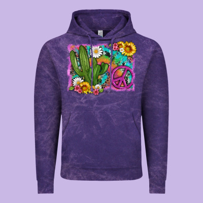 Cactus Peace Sign Flowers And Tie Dye Vintage Hoodie Designed By Artiststas