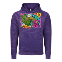 Cloud Purple cactus peace sign flowers and tie dye Vintage Hoodie - Artiststas