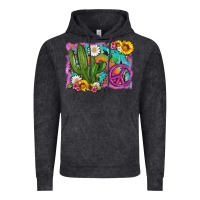 Vintage Black cactus peace sign flowers and tie dye Vintage Hoodie - Artiststas