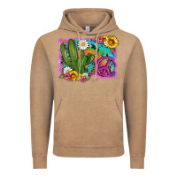 Vintage Coffee cactus peace sign flowers and tie dye Vintage Hoodie - Artiststas