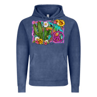Vintage Denim cactus peace sign flowers and tie dye Vintage Hoodie - Artiststas