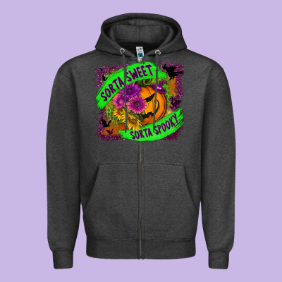 Sorta Sweet Spooky Zipper Hoodie Designed By Bundleandbundleshop