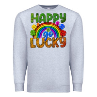 Heather Grey Happy go lucky LGBTQ+ Premium Sweatshirt - NancyCooperArtShop