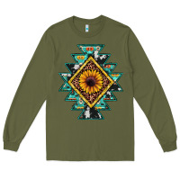 Army Green aztec leopard sunflower Long Sleeve Tee - JahusDesignShop