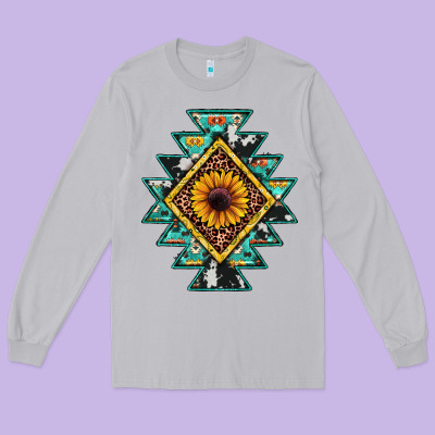 Aztec Leopard Sunflower Long Sleeve Tee Designed By Jahusdesignshop