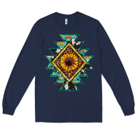 Navy aztec leopard sunflower Long Sleeve Tee - JahusDesignShop
