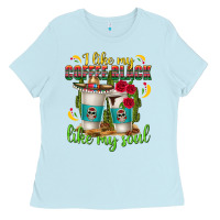 Baby Blue I Like My Coffee Black Like My Soul Ladies Tee - texasbilliewilder