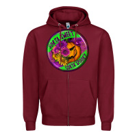 Burgundy halloween round earrings Zipper Hoodie - BundleAndBundleShop